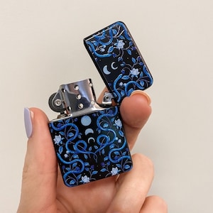 Whimsigoth Lighter, Cool Lighter, Serpent and Moon Phases Lighter, Windproof Flip Top Lighter, Gothic Lighter, Best Gift For Girlfriend