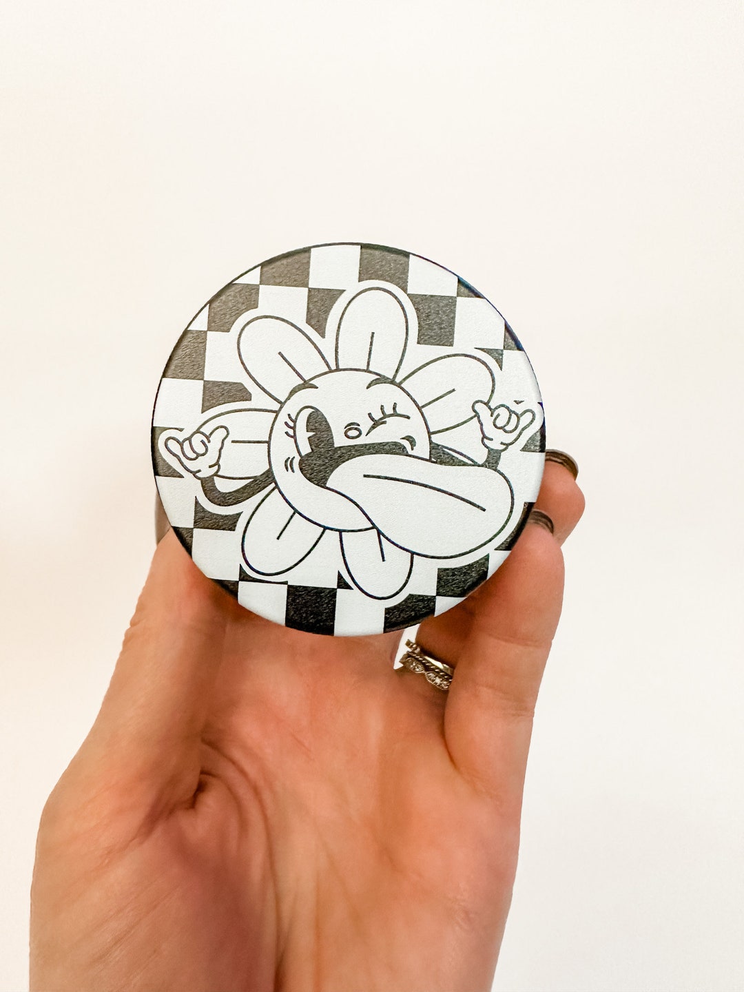 Funny Grinder Checkered Flower Grinder Herb Grinder 4 Piece Etsy