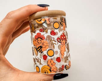 Cute Stash Jar, Girly Glass Jar, Storage Jar, Herb Jar, Spice Jars, Gift For Girlfriend, Unique Stash Jar With Lid, Fancy Stash Jar