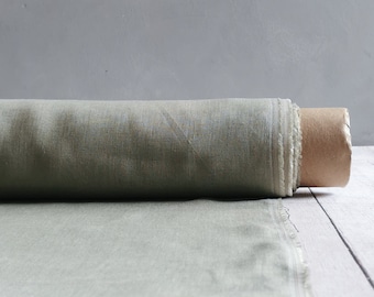 Pure linen SAGE GREEN (62) fabric by the meter for sewing and dress-making medium-weight light-weight fabric