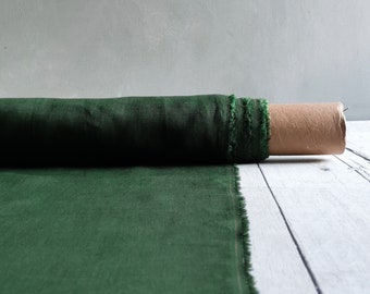 Preorder pure linen FOREST GREEN (186) Christmas fabric by the meter for sewing and dress-making medium-weight light-weight fabric