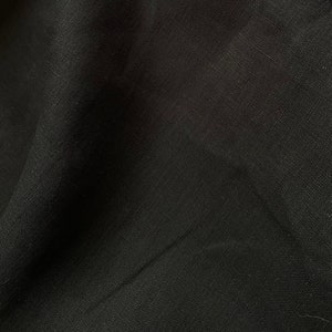 Black pure linen fabric by the meter for sewing and dress-making medium-weight light-weight fabric