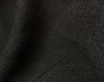 Preorder black pure linen fabric by the meter for sewing and dress-making medium-weight light-weight fabric