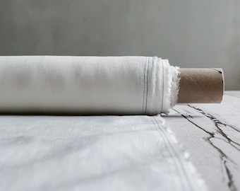 PURE linen MILKY WHITE (02) fabric by the meter for sewing and dress-making medium-weight light-weight fabric