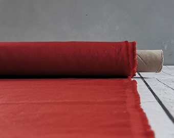 Pure linen fabric SCARLET RED (120) Christmas fabric by the meter for sewing and dress-making medium-weight light-weight fabric