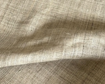 Dark natural dyed organic handloomed hemp fabric dark natural colour unbleached by the meter for upholstery, cushions and home decoration