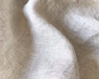 Pure linen NATURAL 53 (unbleached) fabric by the meter for sewing and dress-making medium-weight light-weight fabric