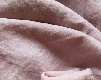 Preorder pure linen Dusty Pink (57) colours fabric by the meter for sewing and dress-making medium-weight light-weight fabric