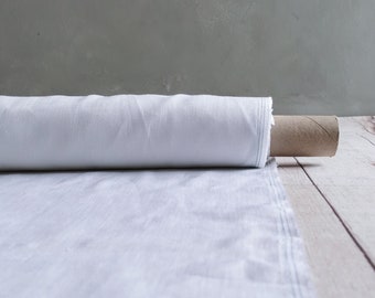 Preorder pure linen WHITE (01) fabric by the meter for sewing and dress-making medium-weight light-weight fabric