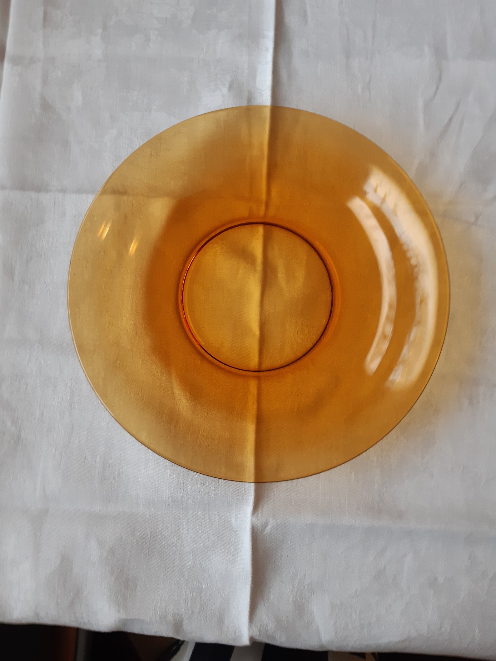 Vereco large amber glass serving plate retro vintage 1970s Etsy