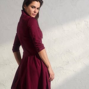 Asymmetric burgundy dress, Avant garde dress, Extravagant long viscose dress, Slow fashion, Capsule wardrobe, Sustainable clothes