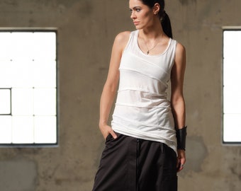 Asymmetrical tank top for women, Minimalistic top women, Viscose top, Slow fashion, Sustainable clothing, Capsule wardrobe,