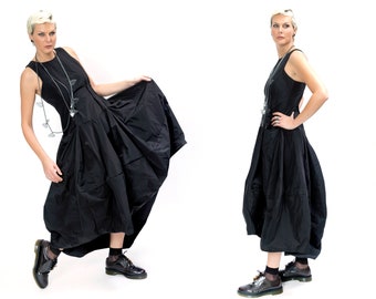 Schwarzes Kleid Für Frauen, Steampunk Kleid Avantgarde, Sommerkleid, Schwarzes Goth Kleid
