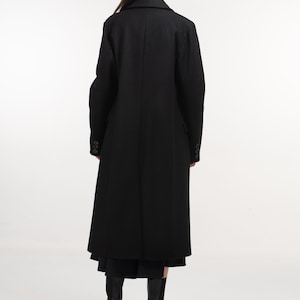 Long Black Double Breasted Wool Coat for Women, Oversized Winter Coat Womens, Winter Wool Cashmere Trench for Women