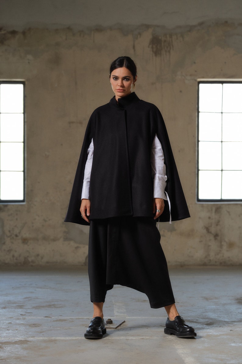 Winter wool cape, Plus size poncho, Oversized jacket for women, Elegan cloak coat, Short wool coat, Capsule wardrobe, Slow fashion