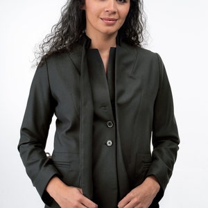 Blazer de lana con doble solapa para mujer, chaqueta de lana para mujer, ropa vanguardista, ropa de lana imagen 3