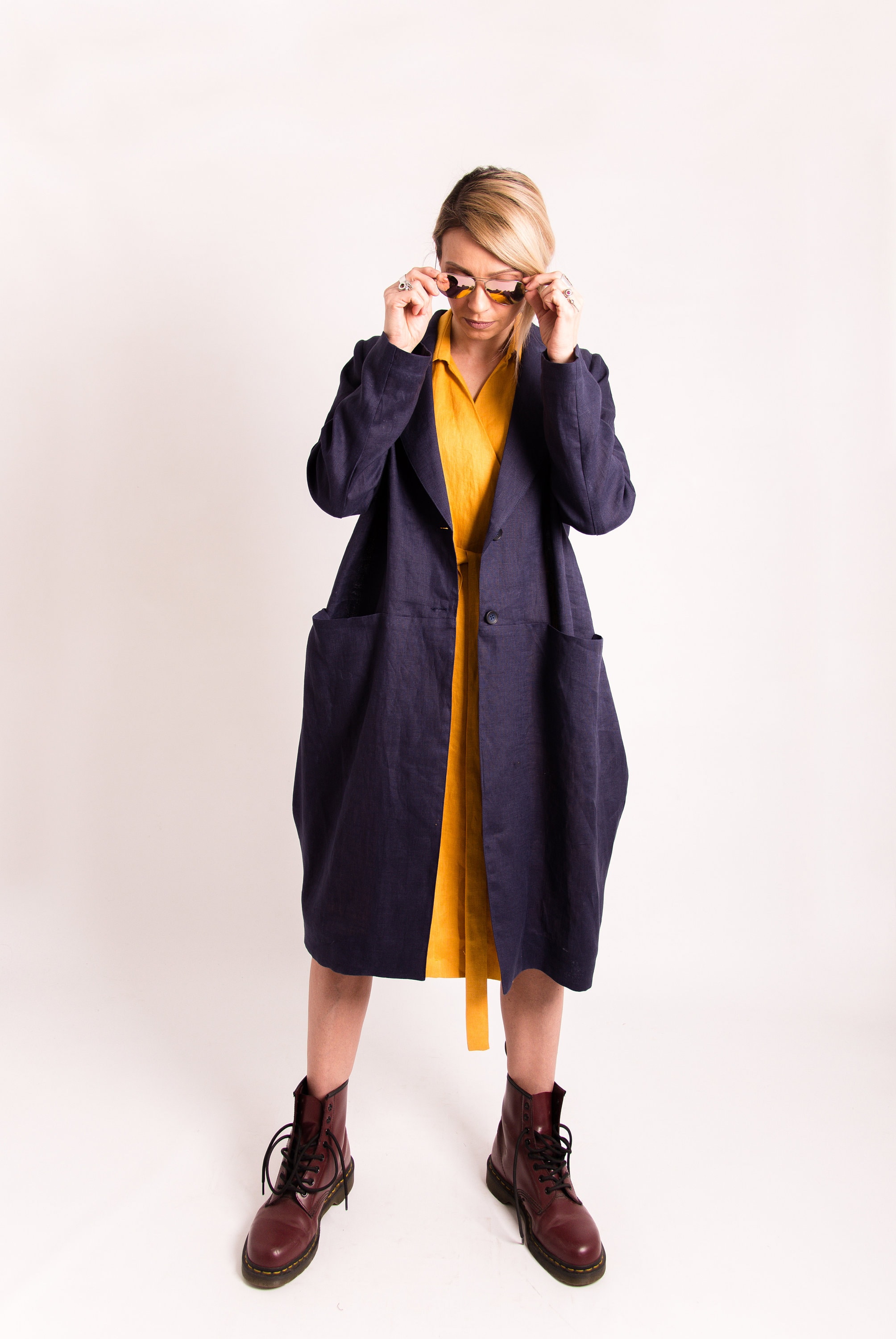 Blue linen blazer women's plus size clothing Navy linen Etsy