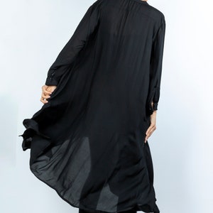 Chemise ample noire taille plus, chemise extravagante, chemise longue viscose noire, robe chemise élégante, chemise femme surdimensionnée, robe maxi viscose image 6