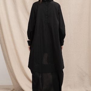 Black Asymmetrical Cotton Dress, Oversize Loose Dress, Plus Size Maxi Dress, Cotton Dress, Extravagant Long Dress image 7