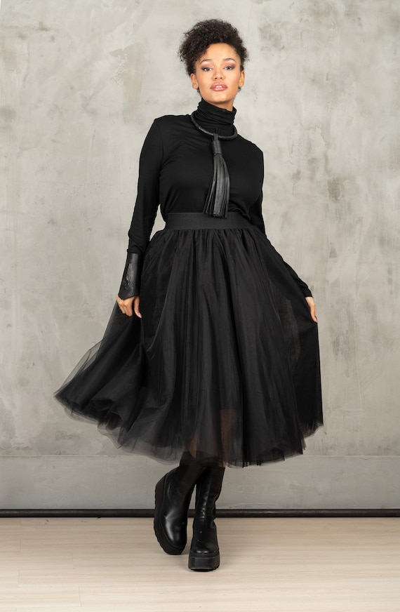 Black knee length tutu skirt hotsell