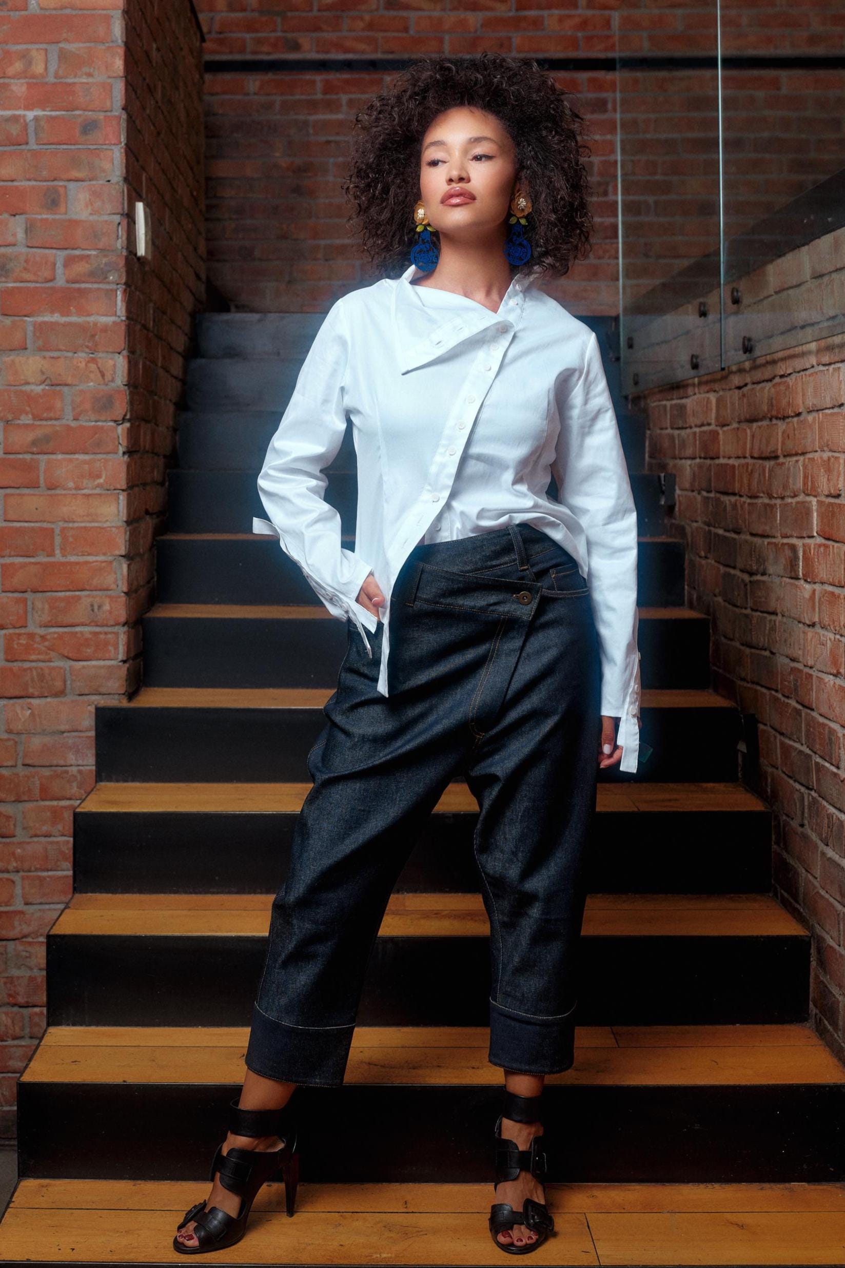 Wide Leg Asymmetrical Button Pants - Etsy