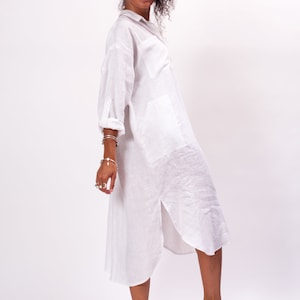 White Linen Dress Women Linen Clothing, Plus Size Maxi Dress Long ...