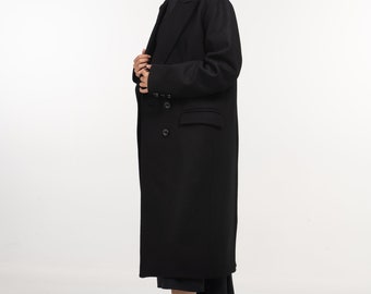 ジャケット・アウター Oversized Wool Double Long Coat - Black 4675_70759f834d_2da2f85e76698b