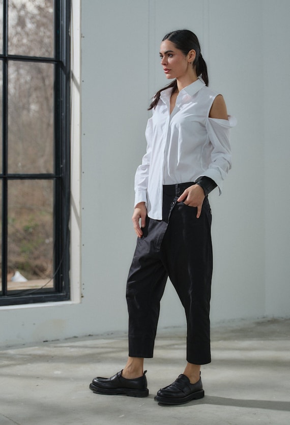 black cotton dress pants womens Black Heavy Brushed Cotton Stretch Dress Pant