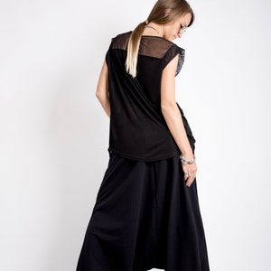 Casual harem pants women, Black drop crotch pants, Avant garde clothing, Harajuku pants image 3