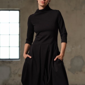 Black asymmetric dress, Avant garde dress, Extravagant Long Dress, Slow fashion, Capsule wardrobe, Sustainable clothes