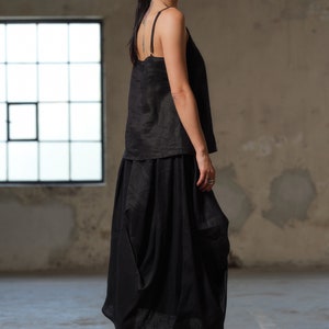 Black asymmetrical linen skirt, Avant garde summer linen skirt, Linen clothing, Slow fashion, Sustainable clothes, Capsule wardrobe