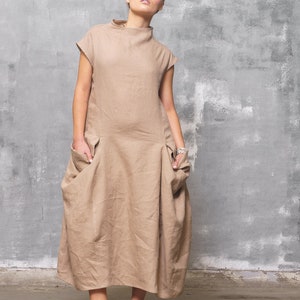 Long linen dress with pockets, Kaftan dress, Summer linen dress linen clothing