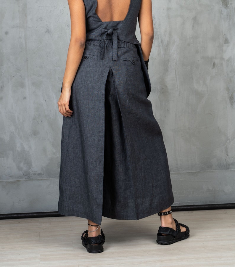 Wide leg linen pants women, Linen wide leg midi pants linen clothing, Skirt - pants women