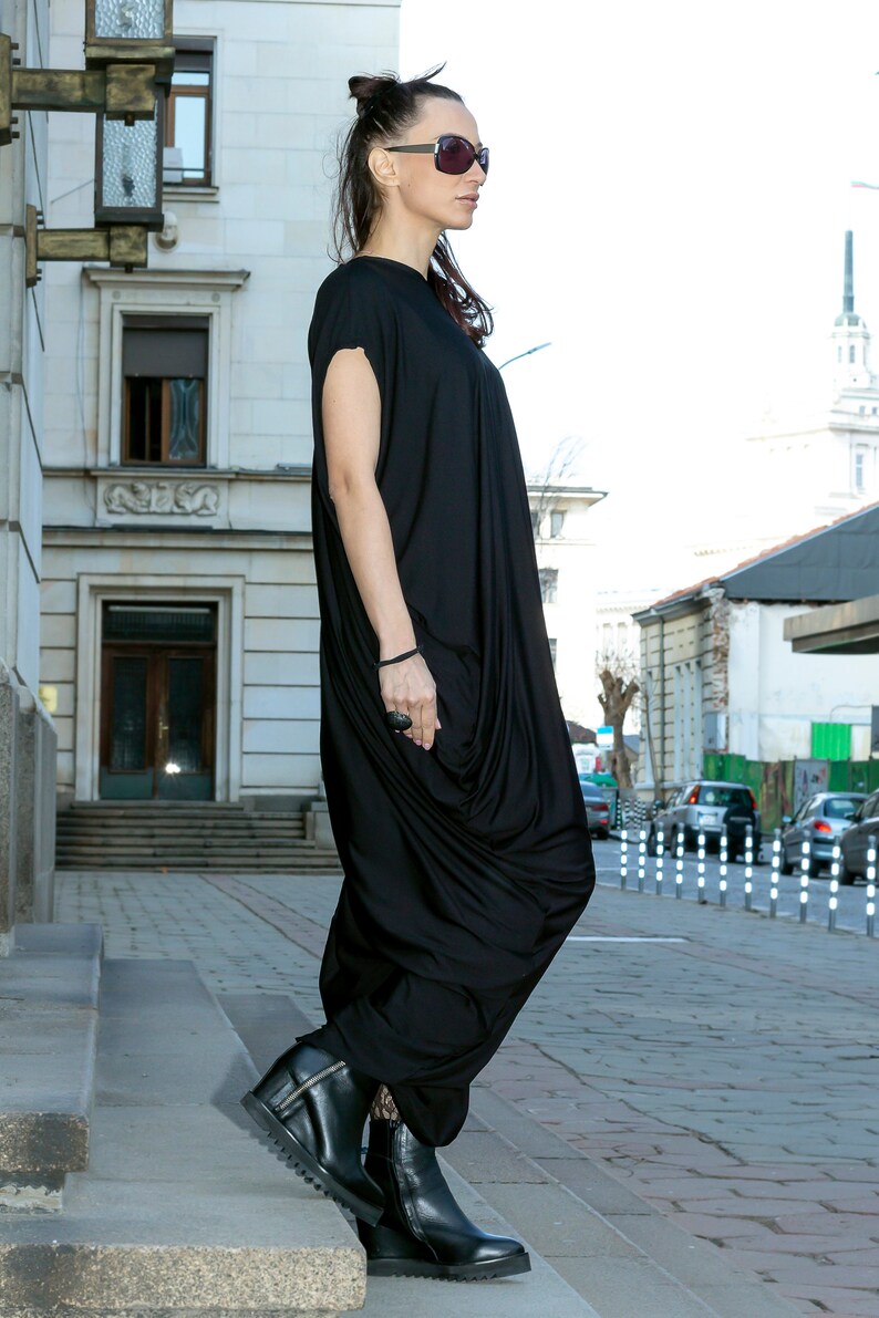 Asymmetric Maxi Dress / Oversize Loose Dress / Black Long | Etsy