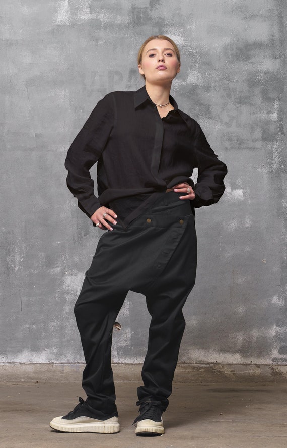 Avant Garde Sparrow Shirt Black Linen Blouse Women Linen - Etsy