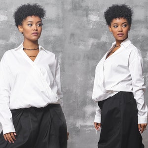 Womens white shirt long sleeve shirt women, Womens cotton top, White blouse women
