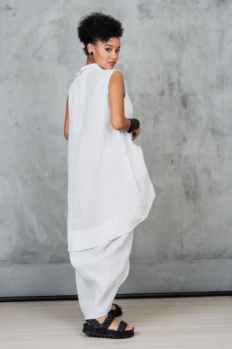 Summer linen dress linen clothing, White linen dress, Kaftan dress Avant garde dress