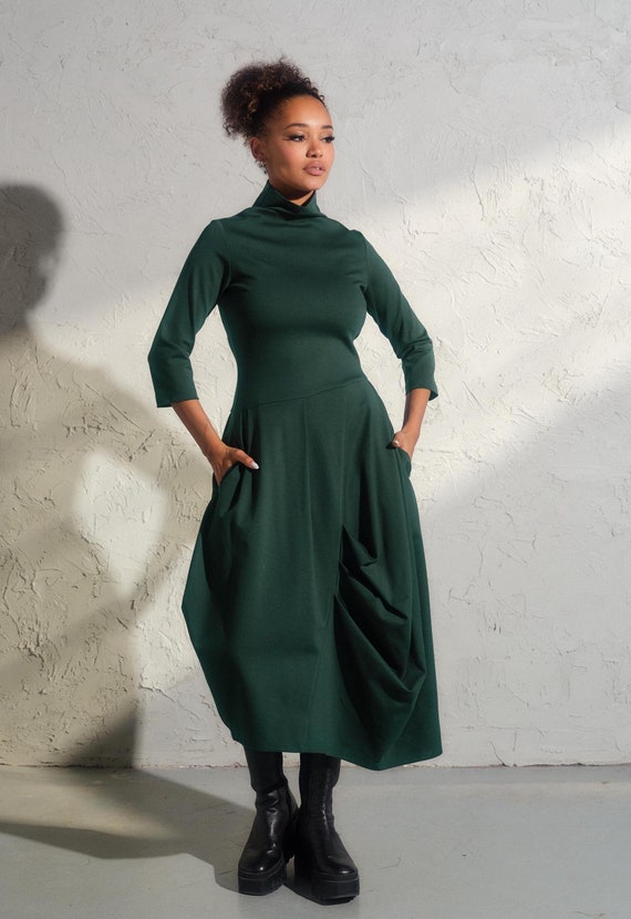 slim fit dress slacks Wrap Dress Plunge Neck | Beige | Sustainable Women's Clothing main image 1
