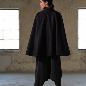 Winter Wool Cape, Plus size poncho, Oversized jacket for women, Elegant cloak coat, Short wool coat, Capsule wardrobe, Slow fashion
