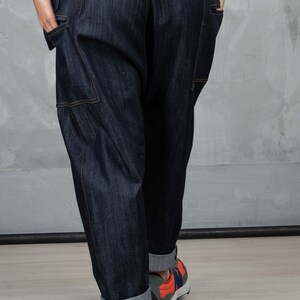 Denim harem pants women, Blue baggy denim pants women, Loose fitting pants avant garde clothing for women image 4