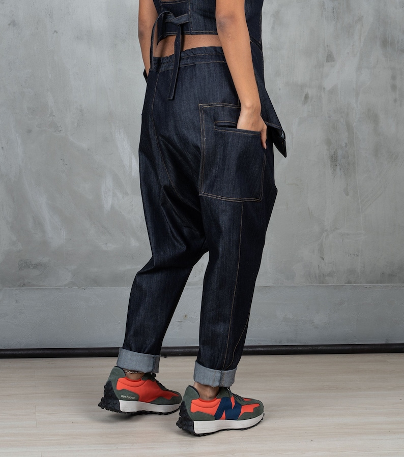 Denim harem pants women, Blue baggy denim pants women, Loose fitting pants avant garde clothing for women image 5