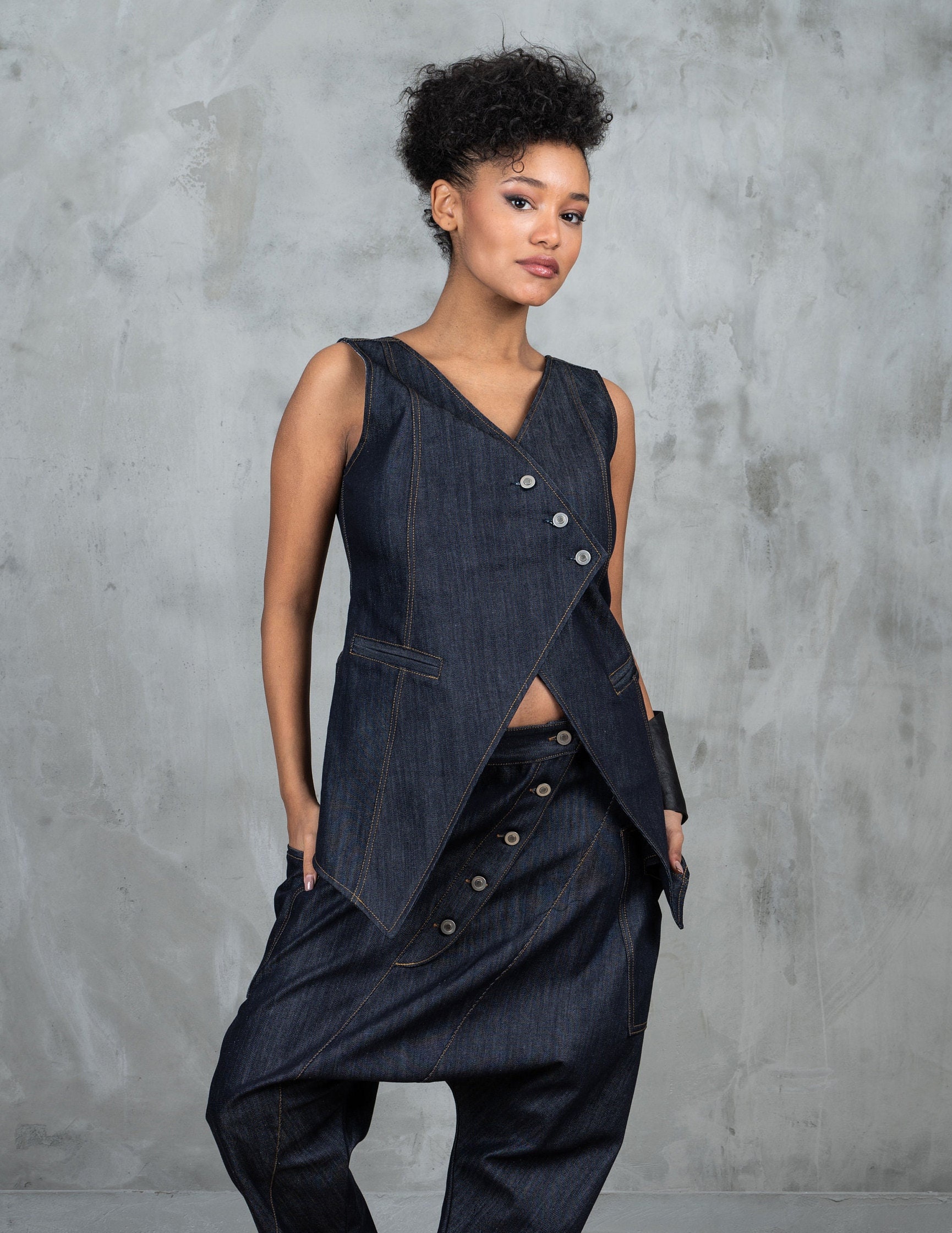 Veronica Beard VALERIA VEST - Waistcoat - washed oxford/blue denim -  Zalando.co.uk