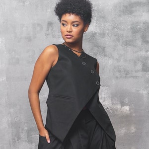 Nuevo chaleco negro mujer ropa vanguardista, chaleco mujer ropa gótica