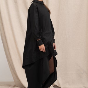 Black Asymmetrical Cotton Dress, Oversize Loose Dress, Plus Size Maxi Dress, Cotton Dress, Extravagant Long Dress image 8