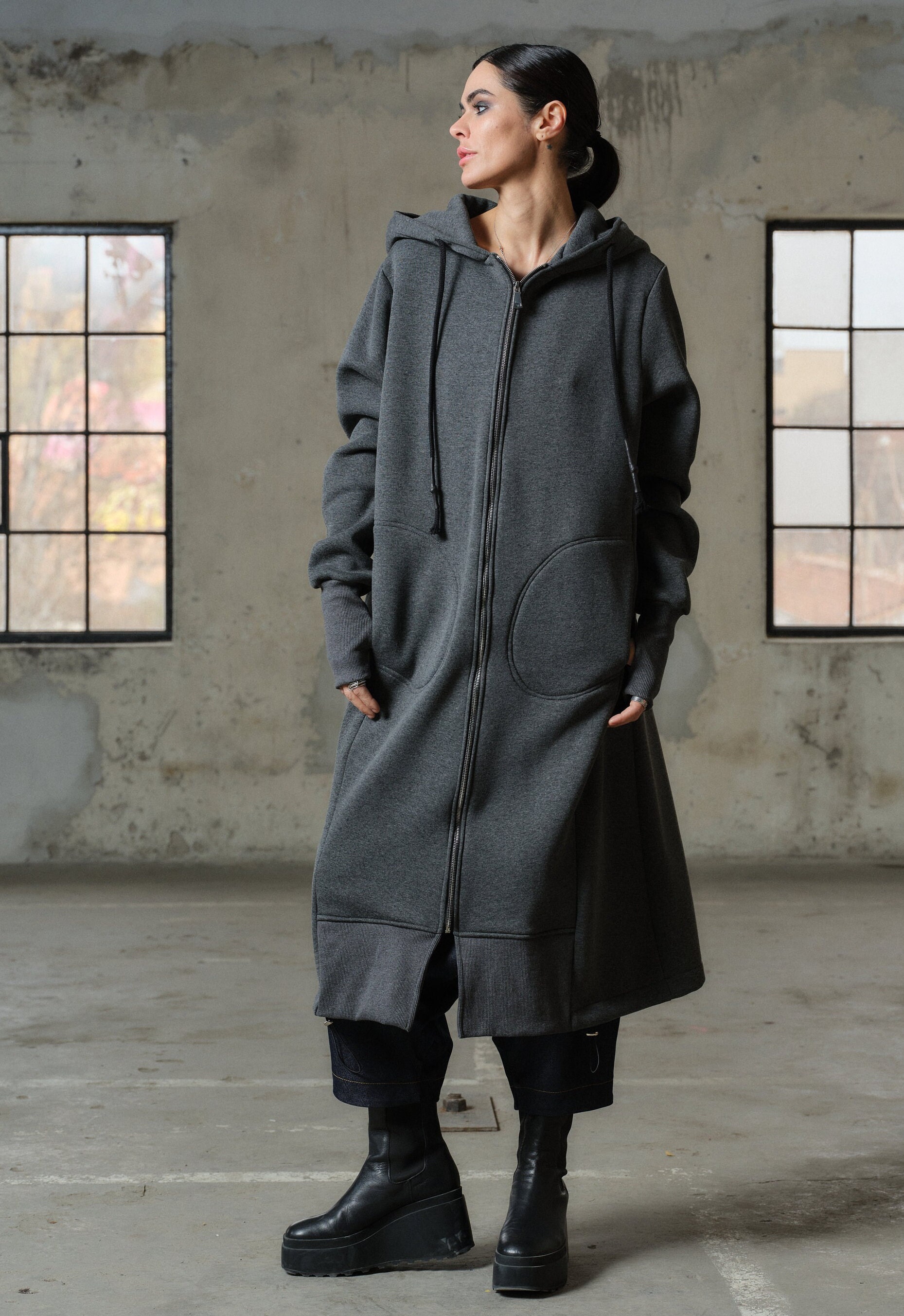 Oversized Hoodie Dress Extra Long Hoodies For Womens Oversized Quilted Organic Cotton Maxi Hoodie, Dark Gray Oversized Hoodie Dress Extra Long Hoodies For Womens Oversized Quilted Organic Cotton Maxi Hoodie, Dark Gray