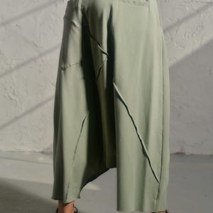 Avant garde drop crotch pants in Grean tea color, Streatwear harem pants womens, Organic cotton baggy pants, Plus sizes available