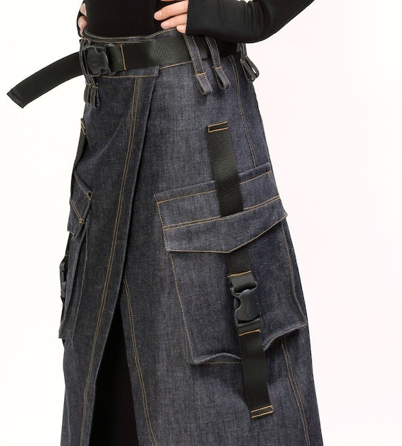 スカート MONOHA : 25SS / Denim wrap skirt (dark navy) Denim Wrap Skirt - Dark Wash | Shine Boutique Newburyport