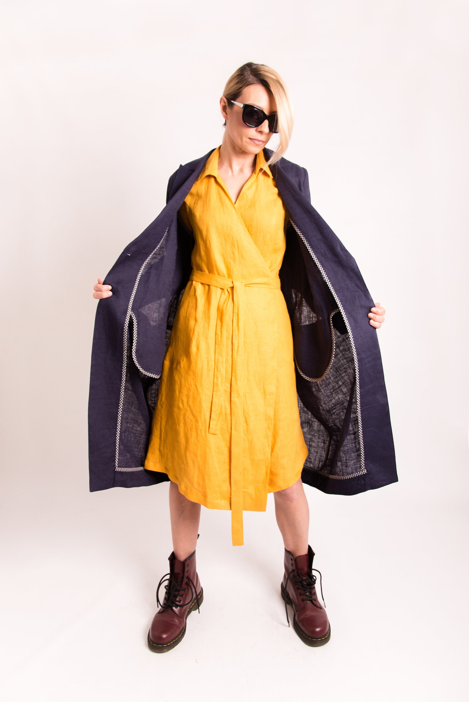 Blue linen blazer women's plus size clothing Navy linen Etsy