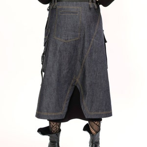 Denim Low Waisted Skirt, Extravagant Wrap Skirt With Cargo Pockets ...