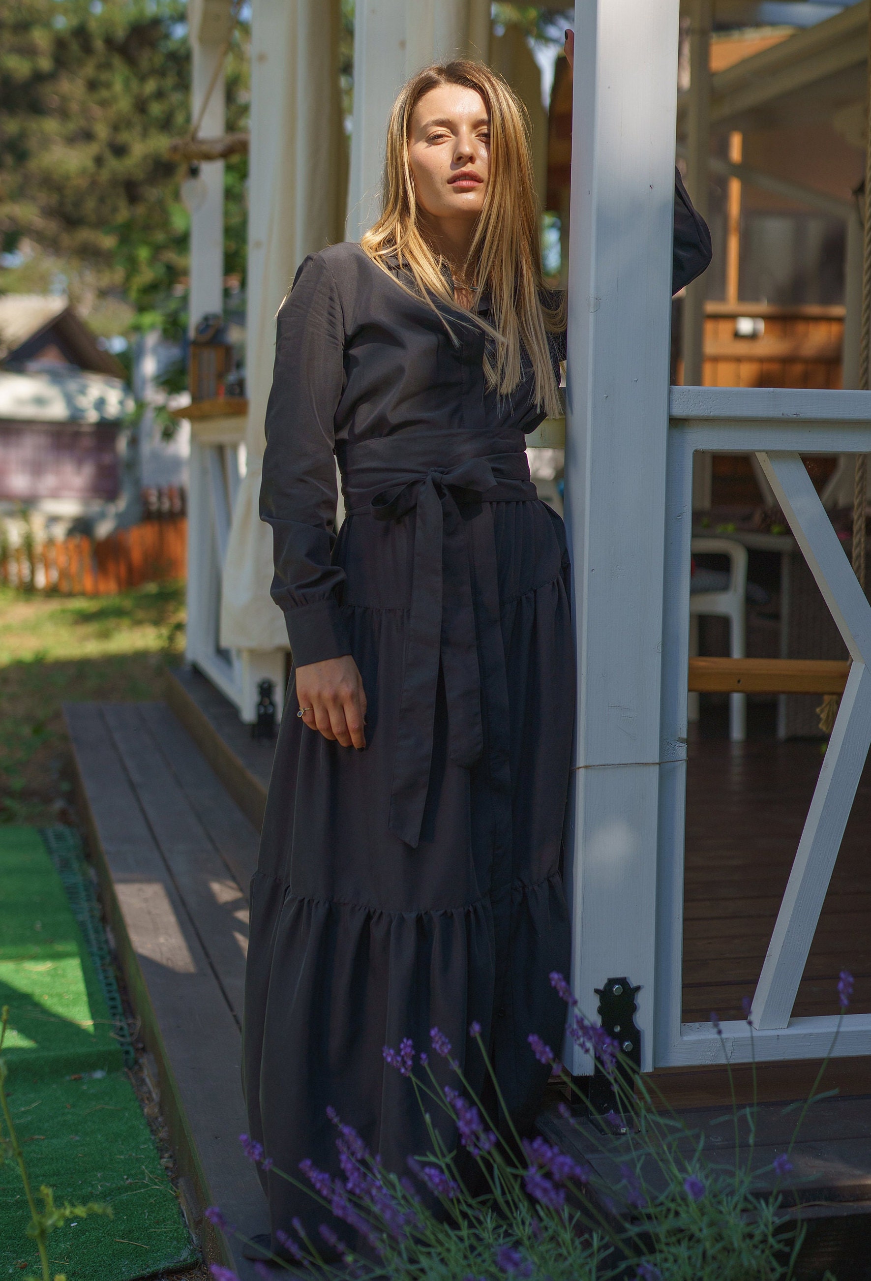 black long sleeve boho maxi dress boho long sleeve dress Boho Black Maxi Dress